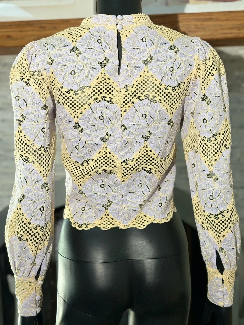 Dolan Left Coast Mock-Neck Lace Blouse (Anthropologie) - Size XXS
